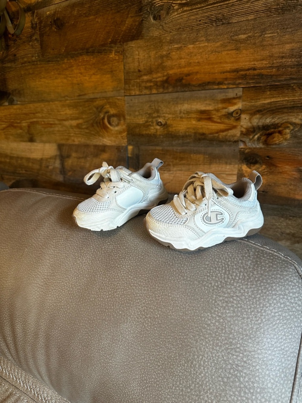 Champion Kids White Mesh Lace-Up Sneakers